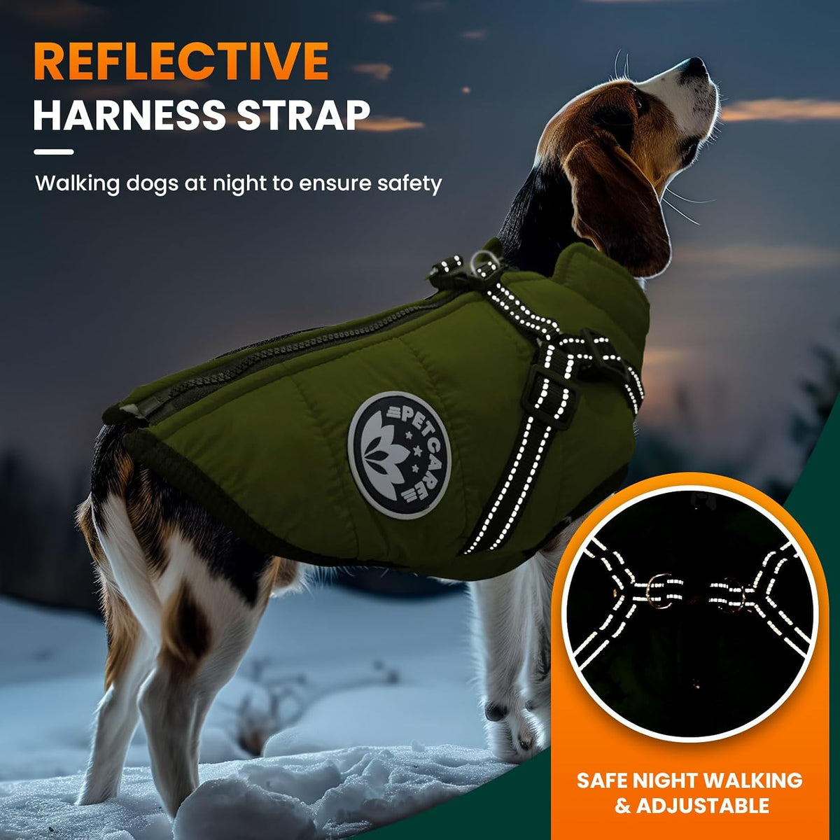 Winter Dog Coat with Harness Built in Waterproof Dog Jackets Warm Pet - Green / 4XL(Suggest 30-45 lbs) - image 3