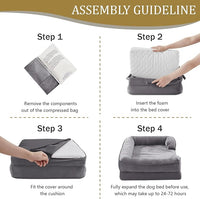 Bedfolks Orthopedic Dog Bed Extra Small, Waterproof Dog Sofa Bed for Small Dogs & Cats, Egg Foam Pet Couch Bed with Removable Washable Cover and Nonslip Bottom, Dark Grey