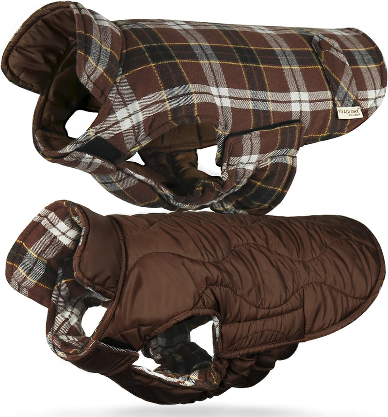 VIVAGLORY Dog Winter Coat Softjoy Warm Dog Jacket, L, Coffee – Essentials for Dogs - Coffee (Reversible Design) / XXS: 12-15in (Chest Girth)