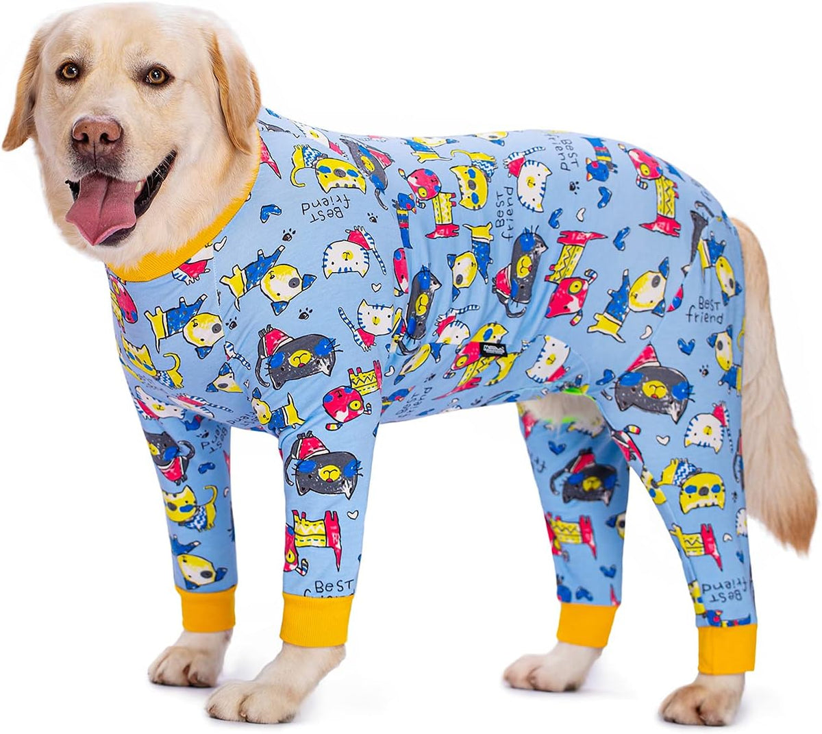 Miaododo cotton dog surgery recovery suit with long sleeves and high collar