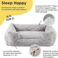 Best Friends by Sheri Lux Lounge Bed Calming Faux Fur Dog Bed, Gray, Large, 36" x 27"