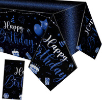 Tudomro 3 Pcs Plastic Happy Birthday Party Tablecloths - Black Blue / 6