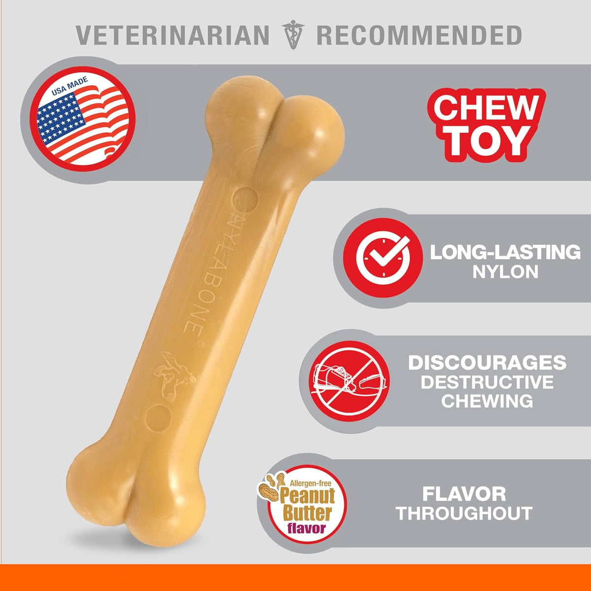Nylabone Power Chew Original Bone Dog Chew Toys - Peanut Butter / Small (Pack of 1) - image 3