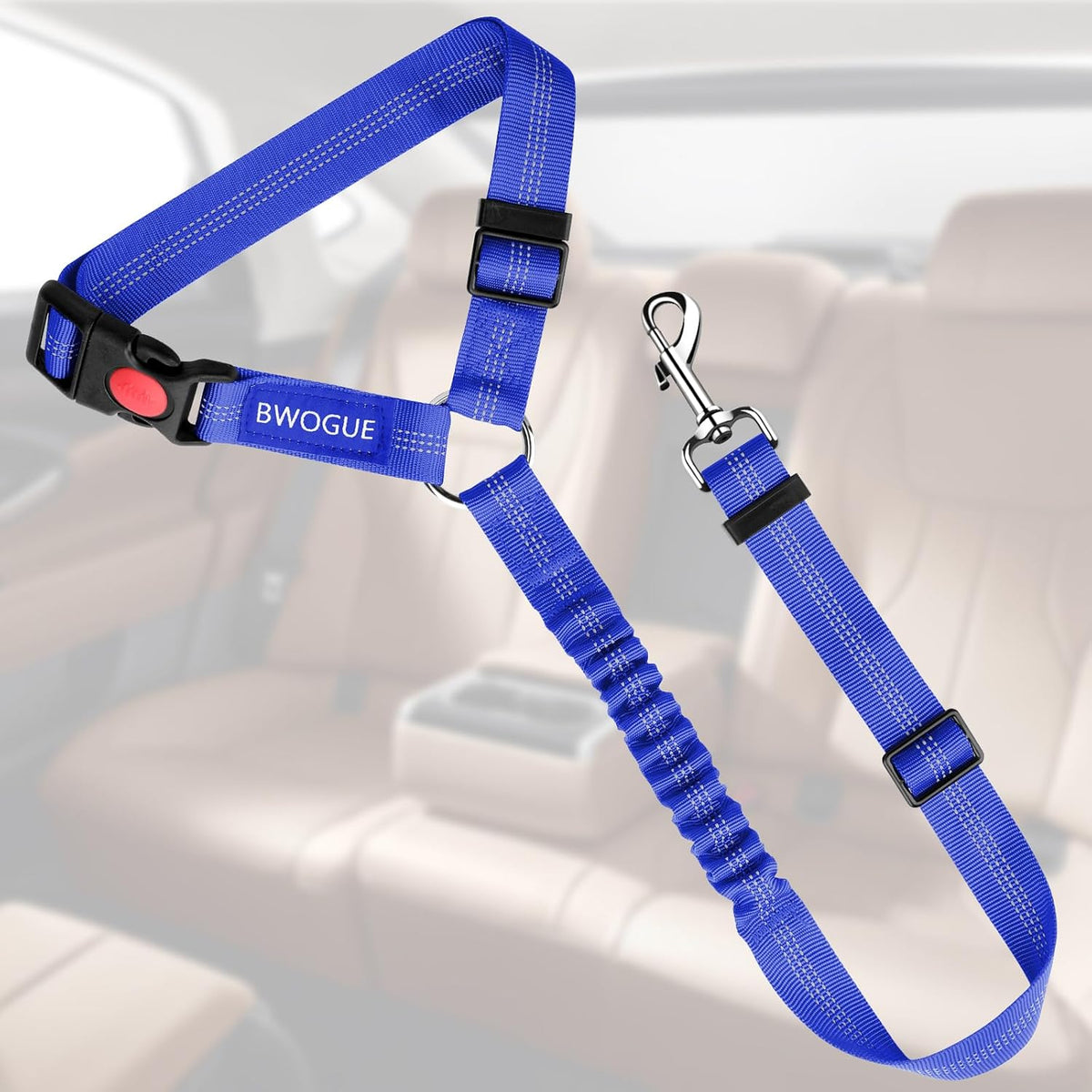 Dog Seat Belt for Car, Headrest Restraint Safety Lead, Dogs Cats – Essentials for Dogs - Dark Blue / Elastic - image 2
