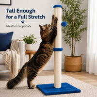 Dimaka Tall Cat Scratching Post Tree Scratcher with Sisal Rope - Blue / 34 inches for Large Cats - image 3