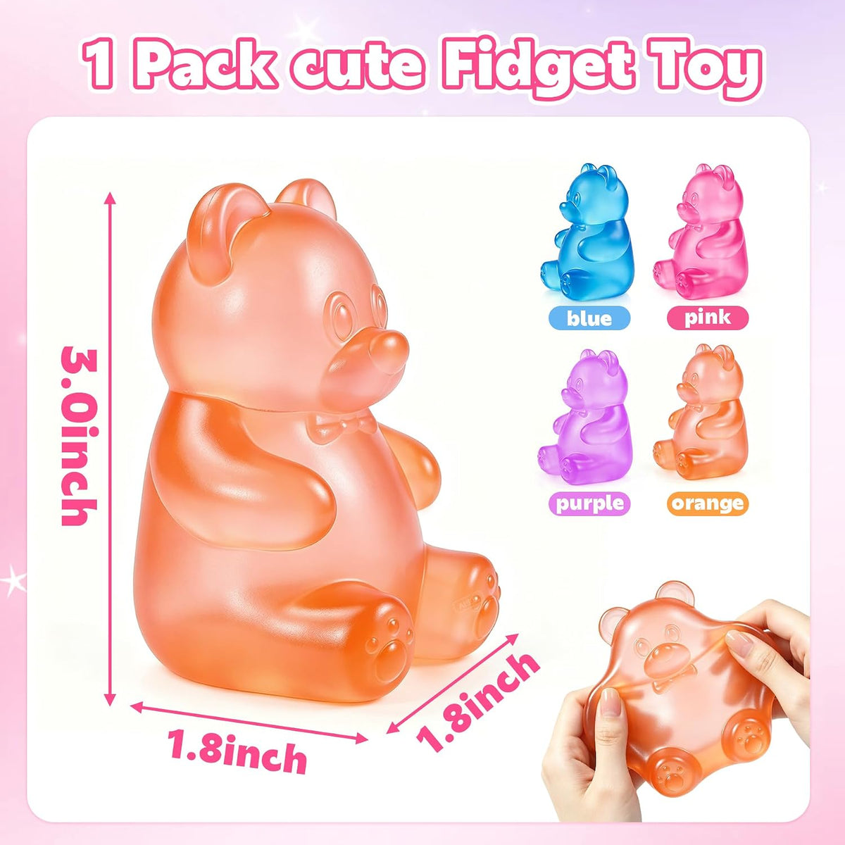 Bear Squishy, Stress Bear Taba Squishy - Orange - image 2