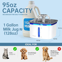 Veken Innovation Award Winner 95oz/2.8L Cat Water Fountain - Grey / 2 Filters+2 Sponges - image 3