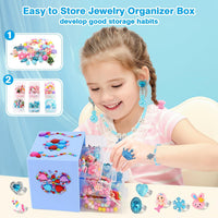 Drabac kids jewelry set with clip-on earrings, rings and necklaces in a purple organizer box - view 5