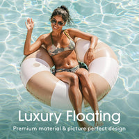 FUNBOY Giant 46" Vintage Pink Stripe Pool Tube Float with Cup Holder – Fun for Kids & Family - Mocha Brown - image 2