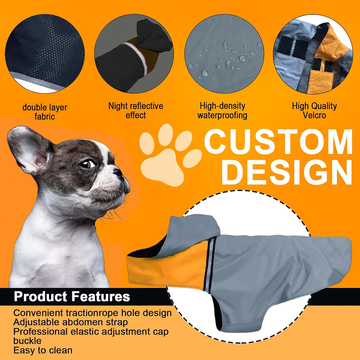 Dog Raincoat with Reflective Strip - XL / Grey - image 2