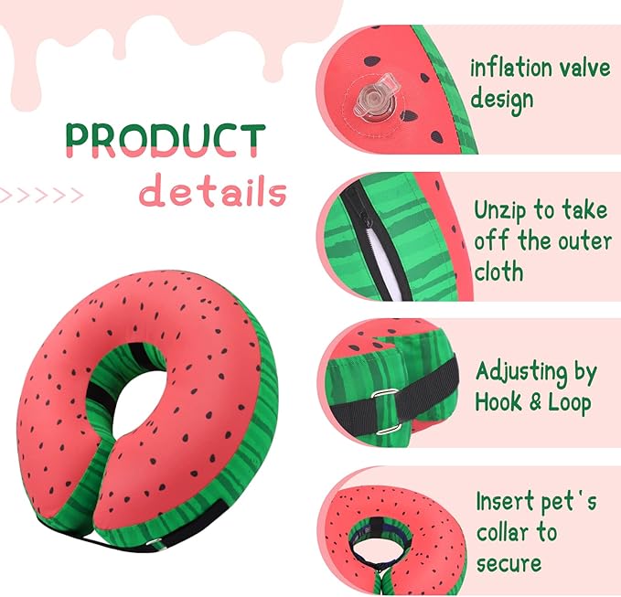 Supet Inflatable Dog Cone Alternative After Surgery - Neck Donut Recovery E-Collar for Neuter - Soft Cone for Small Medium Large Dogs