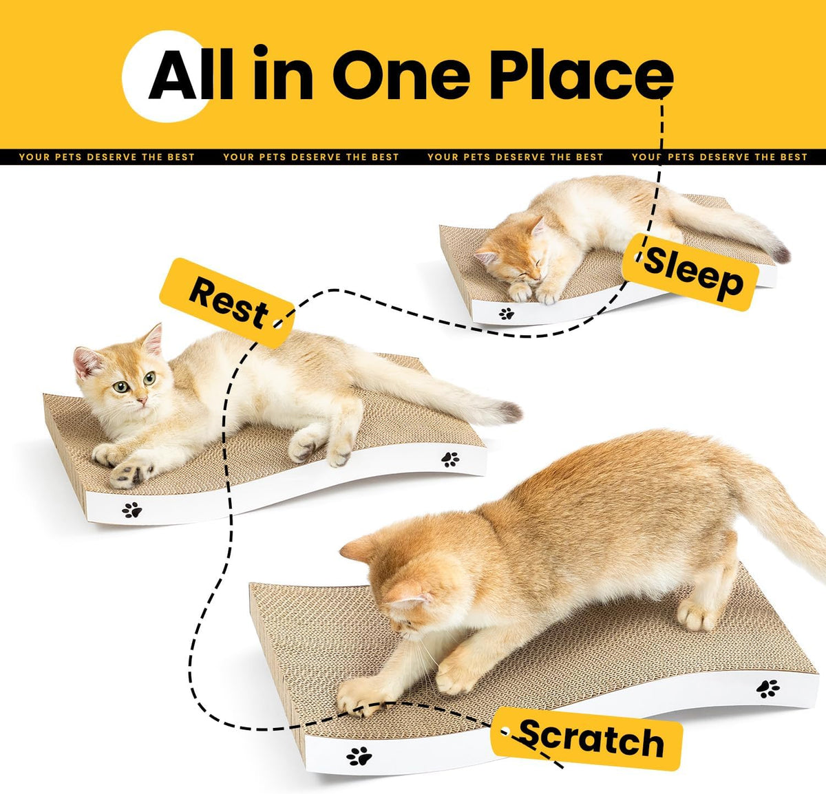 Cat Scratcher, Durable Scratch Pad - White / M: 15.7" - 1 Pack - image 4