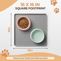 Silicone Pet Food Mat, Extra Large 34x22 Inch - Grey / 16"L x 16"W - image 2