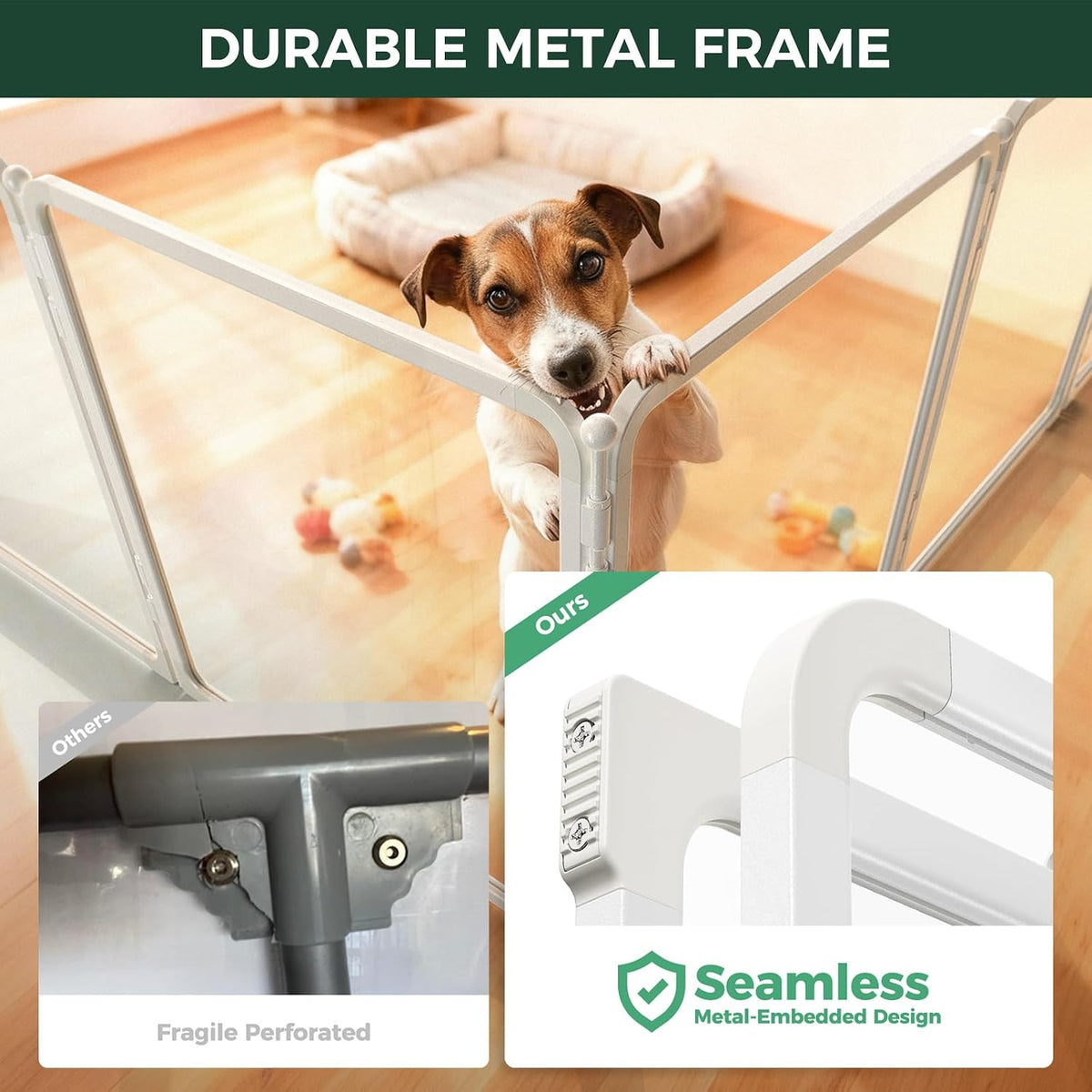FXW AuraSpace Pro Clear Acrylic Indoor Dog Playpen, 32" H - White / 24"H / 7 Panels + 1 Gate - image 4