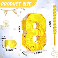 Sratte gold foil number piñata set with gold blindfold, piñata stick and bag of confetti - view 12