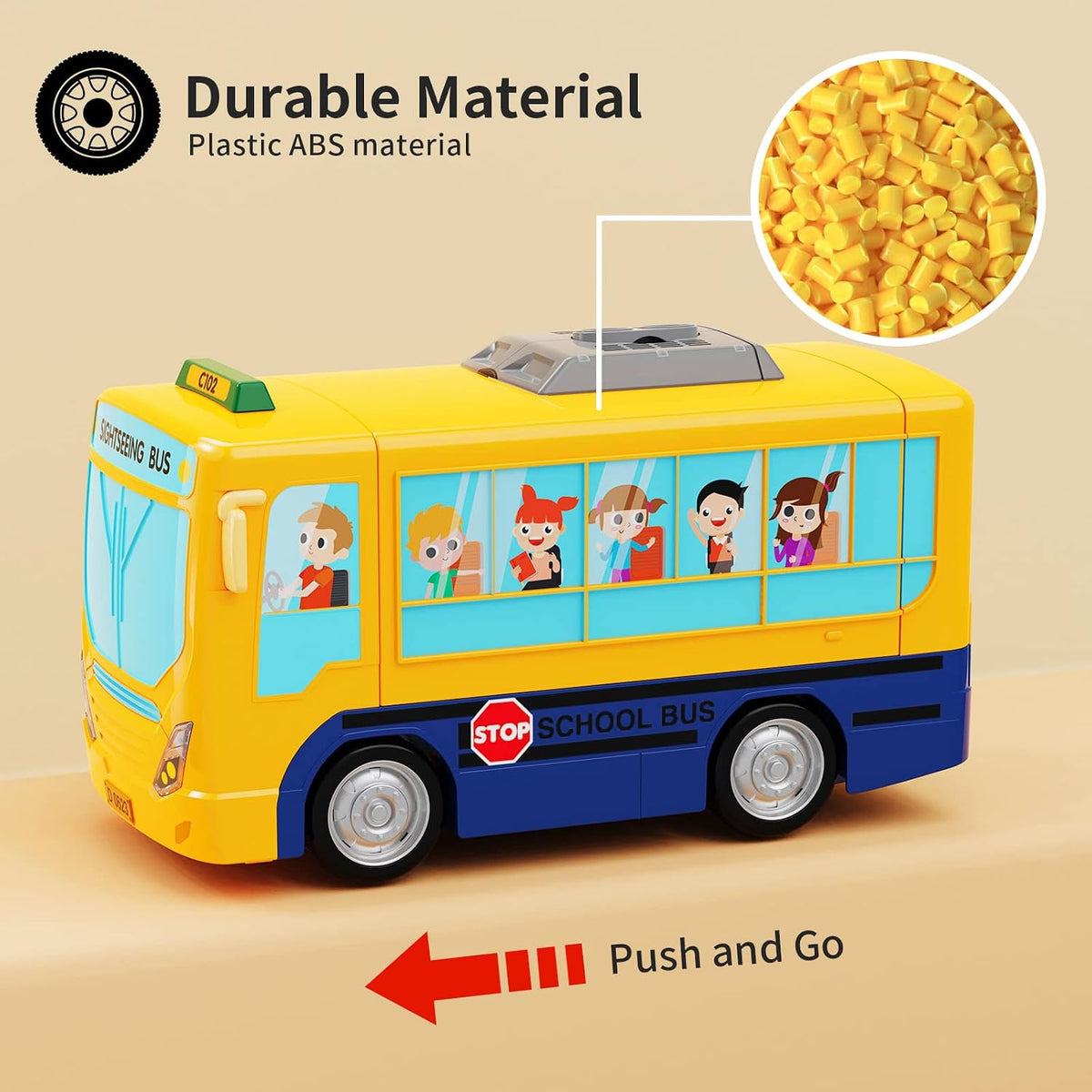 HONGTUO School Bus Toy with Sound and Light - School Bus - image 4