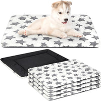 4 Pcs Dog Crate Pads Soft Warm - Rectangular 18 x 24 x 1.6 Inch / Star / White