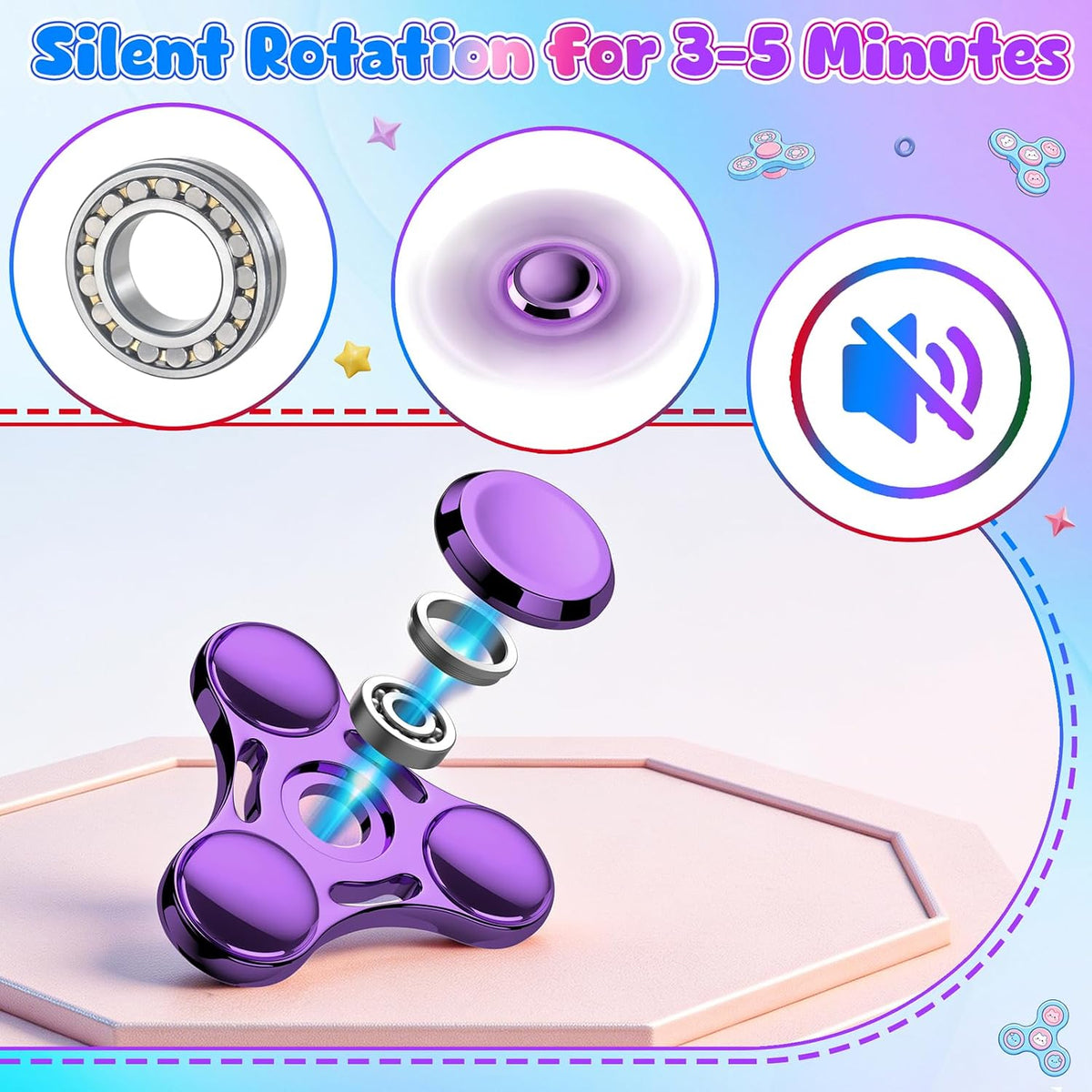 ATESSON Fidget Spinners Toy - Purple - image 2
