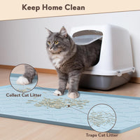 Silicone Cat Litter Mat 34×22 inch, Easy to Clean, Gray – Daily Care for Cats - 34" X 22" / Blue - image 2