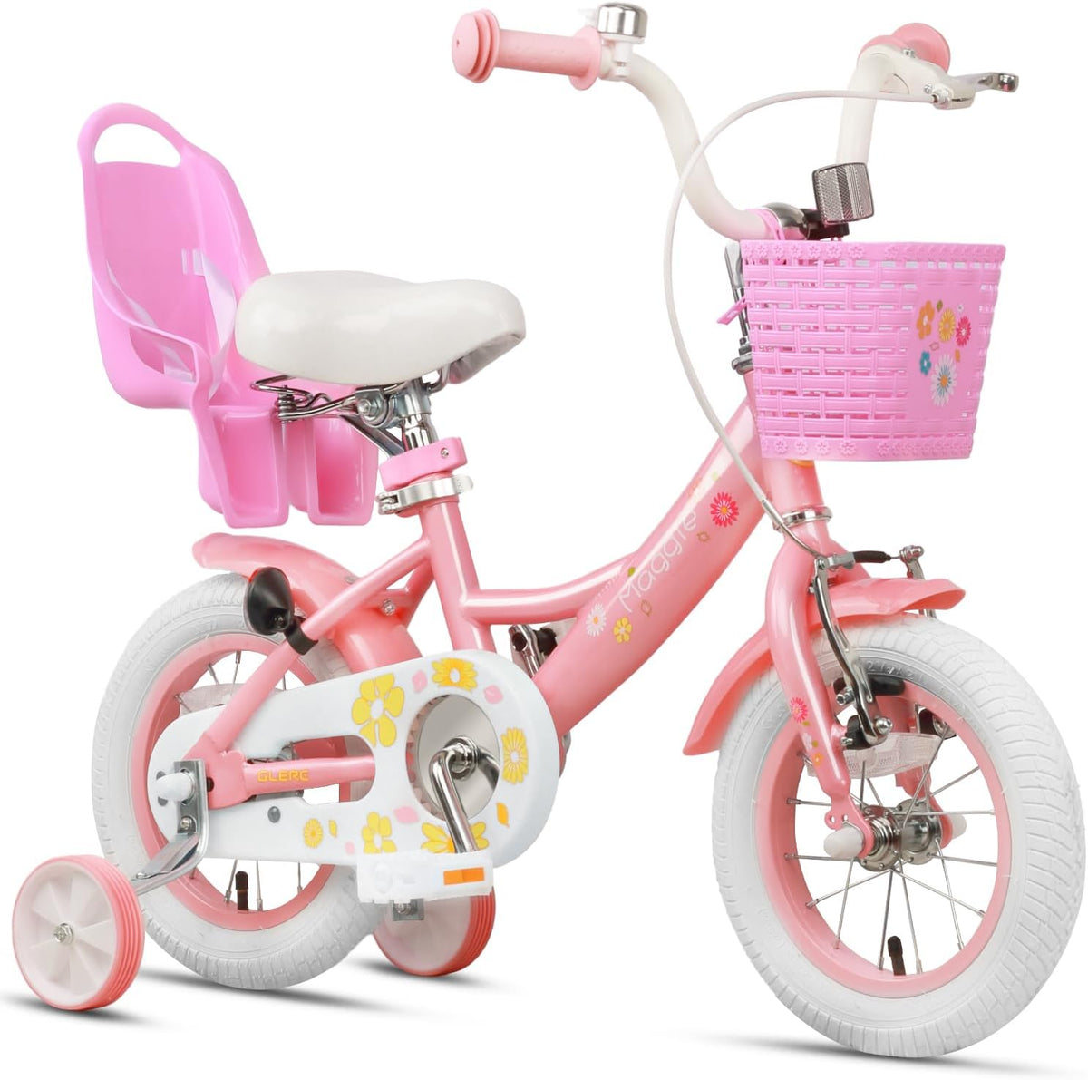 Glerc Maggie Girls Bike, 12-20 Inch Kids Bike for 2-13 Years Old Children, Princess Style Kids - Pink & White / 12 Inch