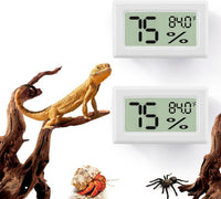 2 PCS Rectangle Reptile Thermometer and Humidity Gauge for Bearded - White Rectangle