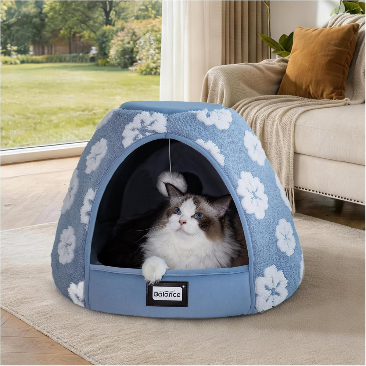 BALANCE Cat Beds for Indoor Cats - 19"L x 19"W x 16"Th / Blue