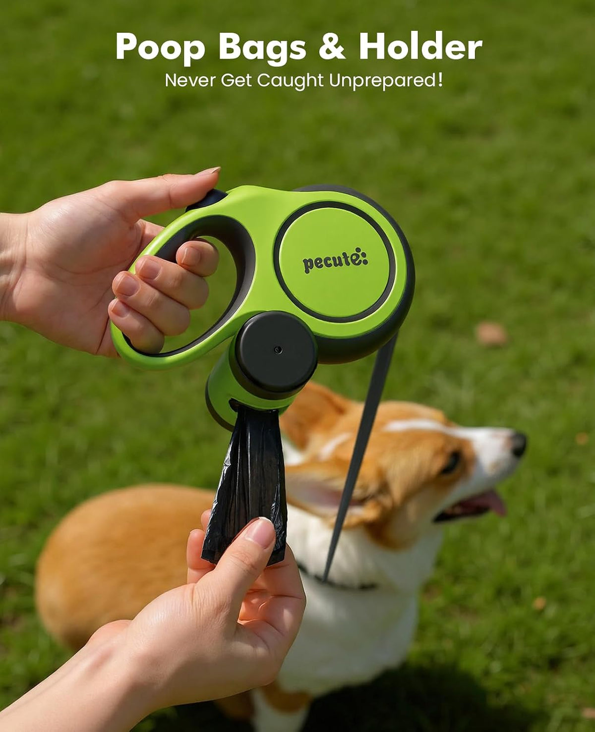 Pecute Heavy Duty Retractable Dog Leash 26ft for Large Dogs – Essentials for Dogs - Green / 16ft| up to 66 lbs| chew proof extender - image 3