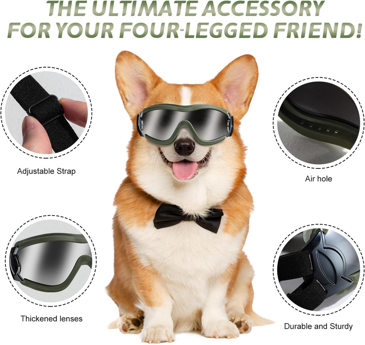 Dog Sunglasses Dog Goggles - Green - Pack of 1 - image 2