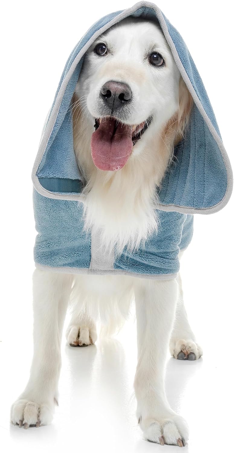 Lucky Pooch Dog Robe, Luxurious Dog Bathrobe - XS / Petrol Blue