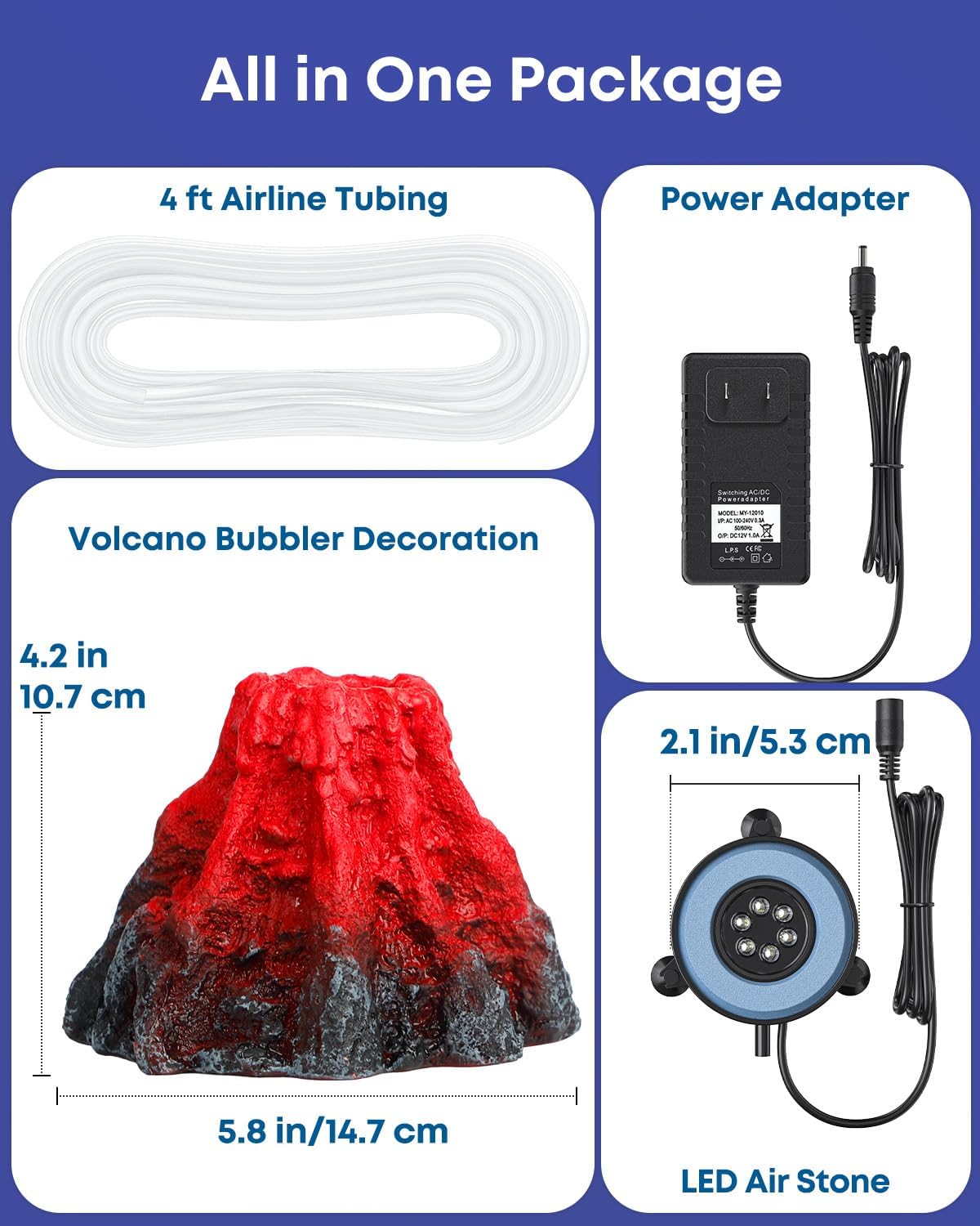 Uniclife Aquarium Volcano Ornament Kit Realistic Resin Volcanic - Multicolor (Red Volcano) - image 3