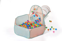 UTEX 3 in 1 Pop Up Play Tent with Tunnel - Pink/ Green & Ball Pit - image 3