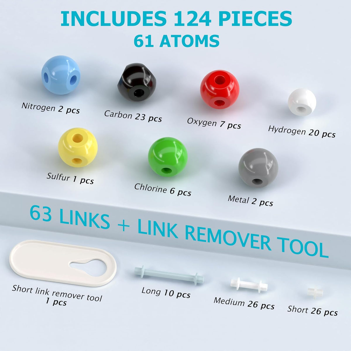 YCHOULEK 444 piece molecular model kit with atoms and bonds for organic chemistry - view 8