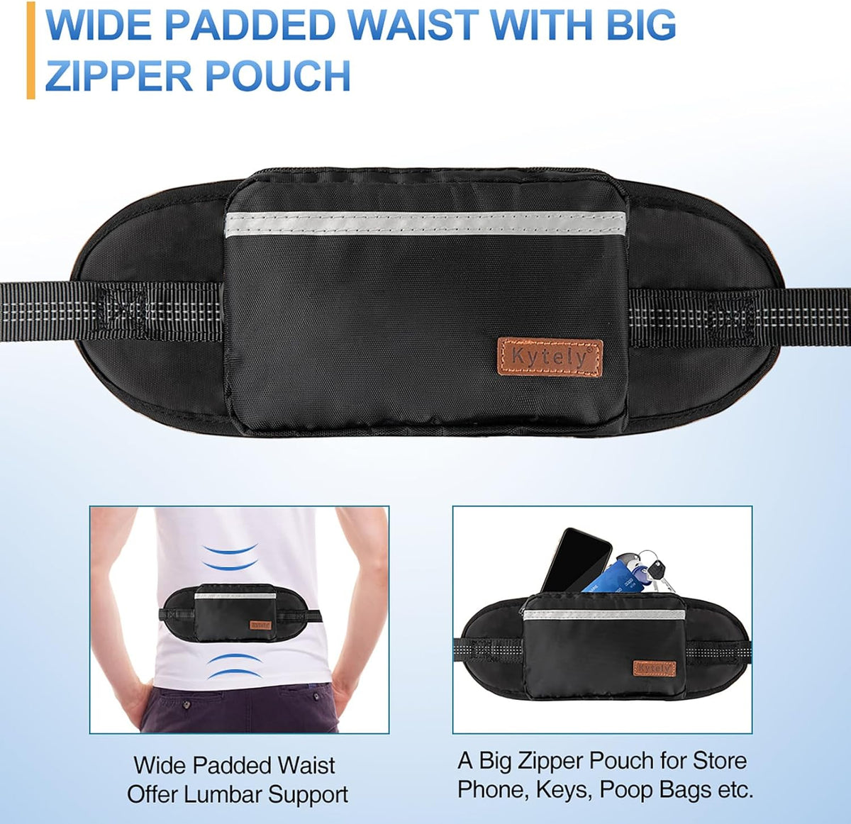 Kytely Hands Free Dog Leash with Zipper Pouch - For 1 Dog / Small - image 2