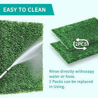 Artificial Grass Pad with Tray - 16"x20" Dog Potty for Puppy Training - with 2 PCS Reusable Replacement Fake Grass Pee Pads, Indoor/Outdoor Small Dog Litter Box for Apartment or Balcony/Patio