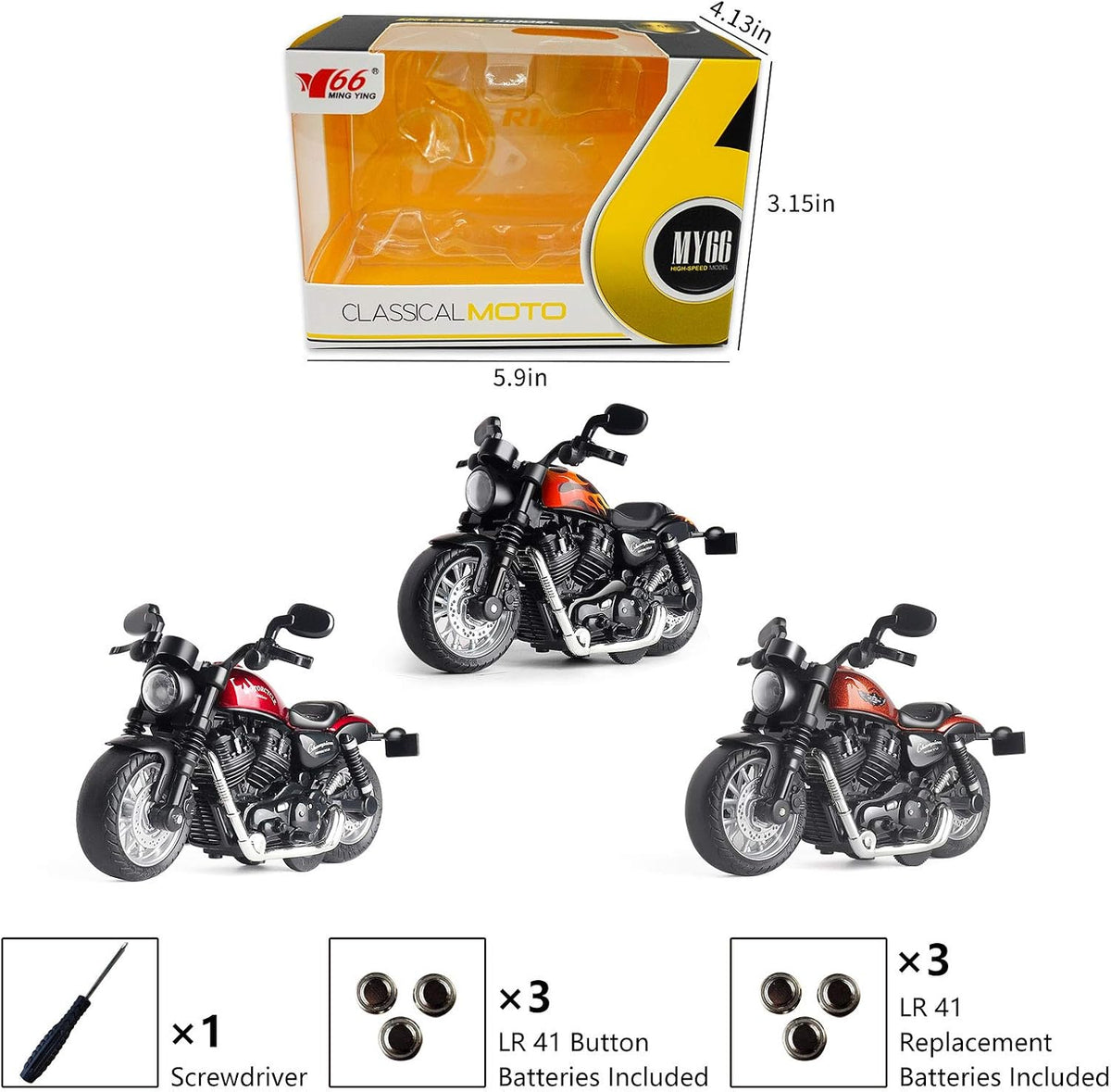 Toy Motorcycle, Pull Back Moto Bike Toy with Sound and Light – Fun for Kids & Family - Red - image 4
