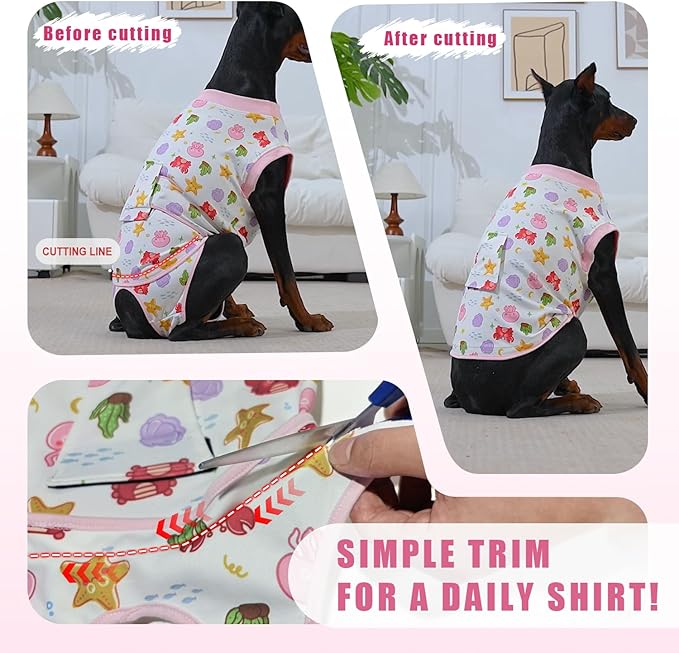 Recovery Suit for Dogs After Surgery, Professional Dog Surgical Suit for Female Spay, Male Neuter, E-Collar & Cone Alternative Dog Onesie for Abdominal Wounds Skin Disease, Fruit, M