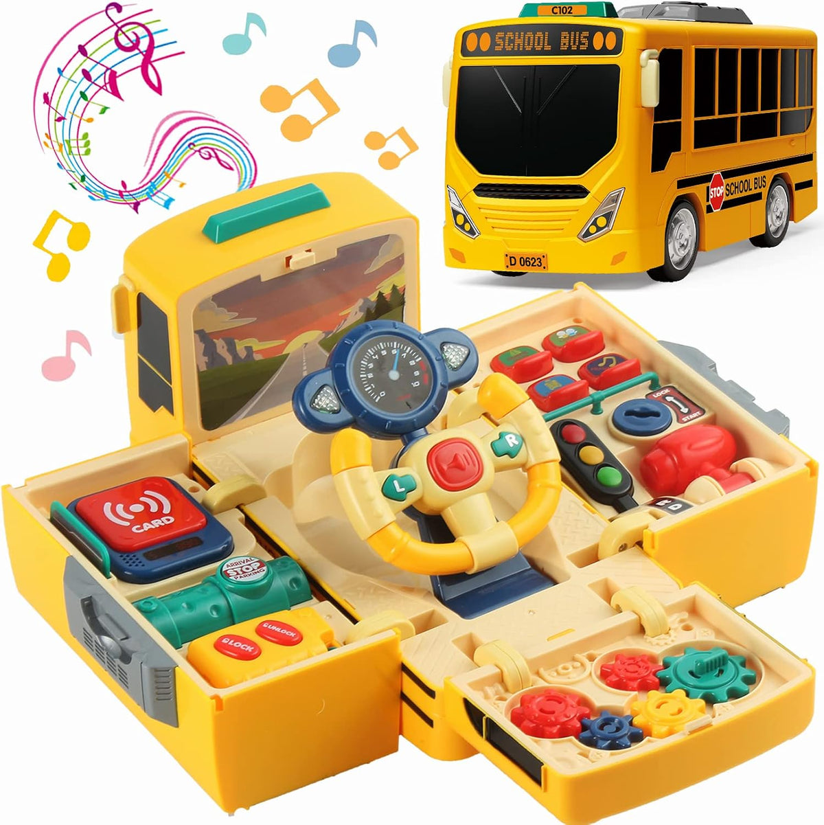 HONGTUO School Bus Toy with Sound and Light - School Bus Toy