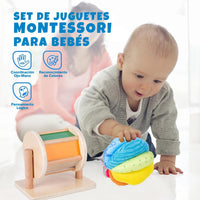 Adena Montessori Play Kit: Knob Puzzle, Drum & Ball, 6-12m – Fun for Kids & Family - Spinning Drum & Fabric Ball - image 2