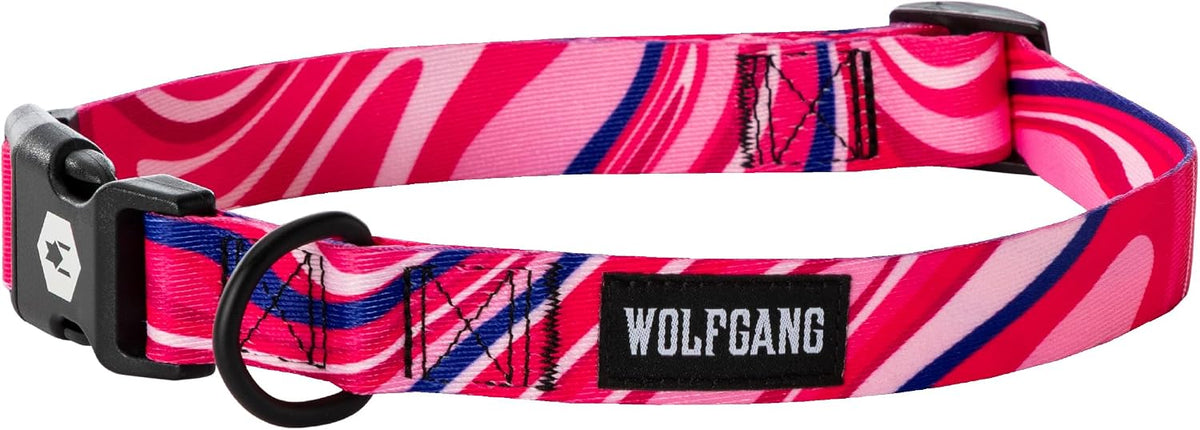 Wolfgang Heavy Duty, Adjustable Dog Collar with Quick Release Nylon Buckle for Walking & Training - Large (1 Inch x 18-26 Inch) / MarbleSwirl Print