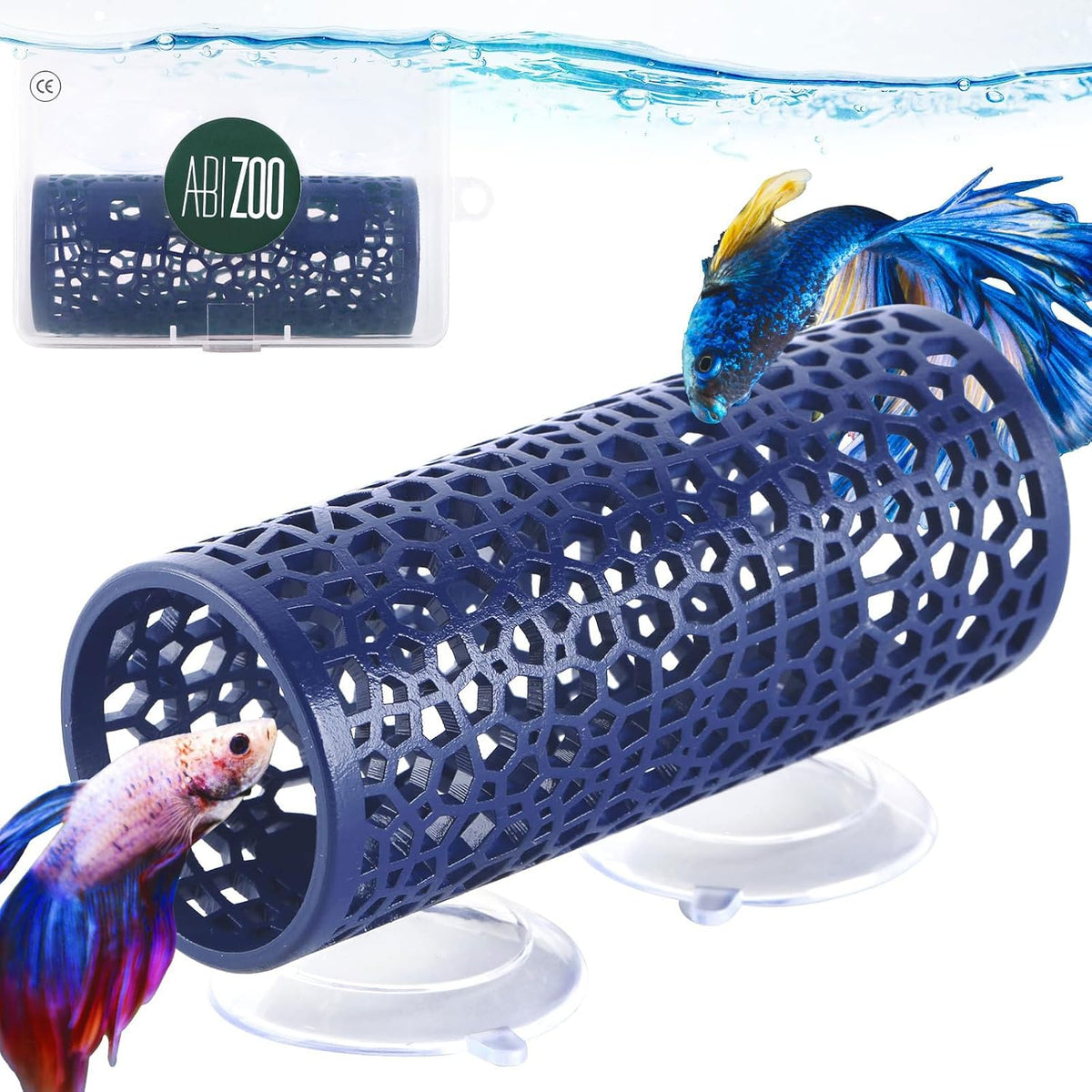 Abizoo Betta Fish Tunnel & Reptile Hide - Blue