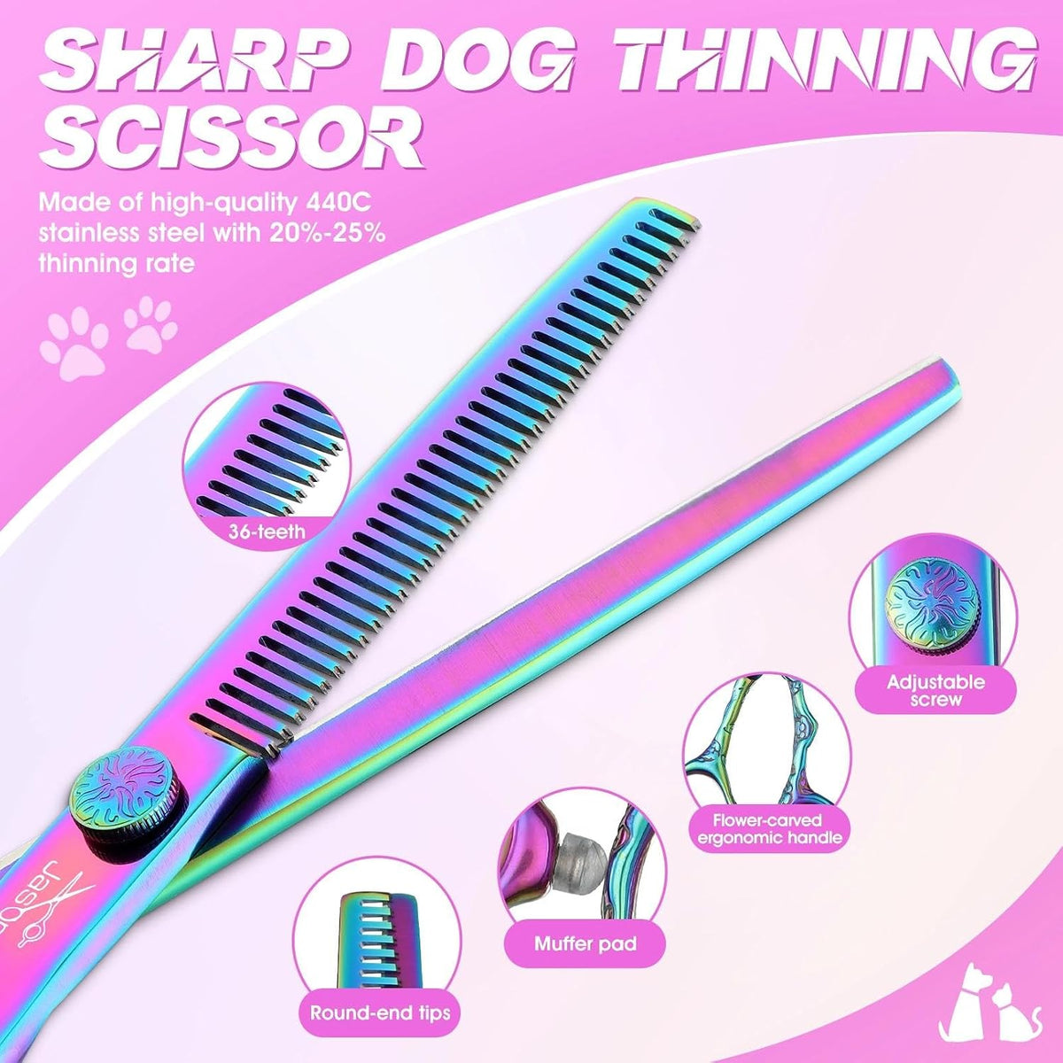 JASON Dog Grooming Scissors Set - Rainbow - image 3