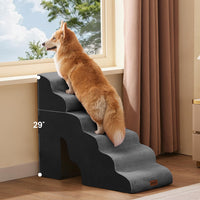 Dog Ramp for Large Dogs with Tunnel, 24" H 5 Steps for High Bed – Essentials for Dogs - 6-Steps Curved / Black Fleece - image 3