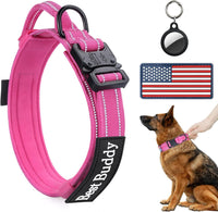 AUBELL reflective tactical dog collar with control handle and metal buckle