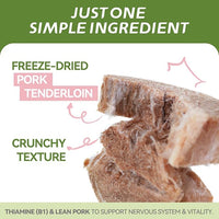 OPET Freeze Dried Cat Treats, Single Ingredient Grain Free High Protein Pet Food for Cats and Dogs, Healthy Training Snacks，Freeze Dried Pork Sliced Fillets (Pork, 5.92 Ounce)