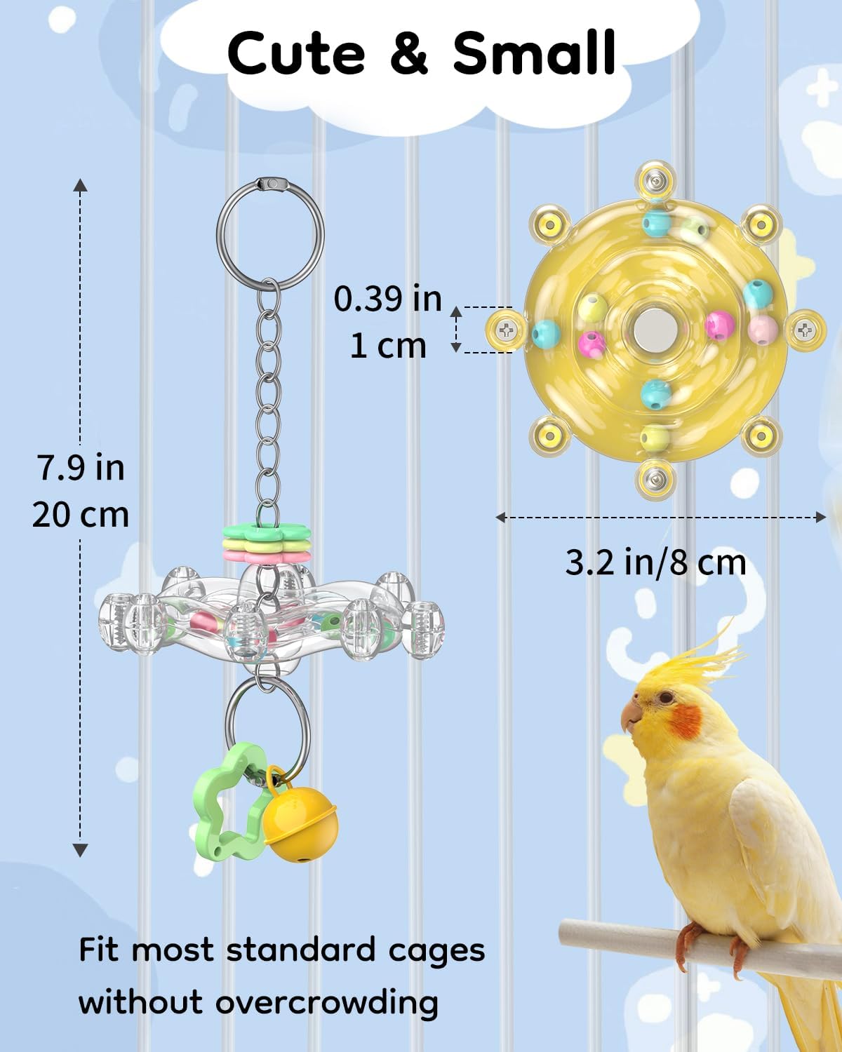 Pawfly 2 Pcs Bird Toys for Parakeets - 2 PC / Yellow - image 2
