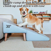 Split Ottoman Dog Ramp, Folding Pet Ramps Stairs for Couch, Pet Ramps Stairs for Small and Large Dogs, Holds up to 220 lbs (Blue, One Size)