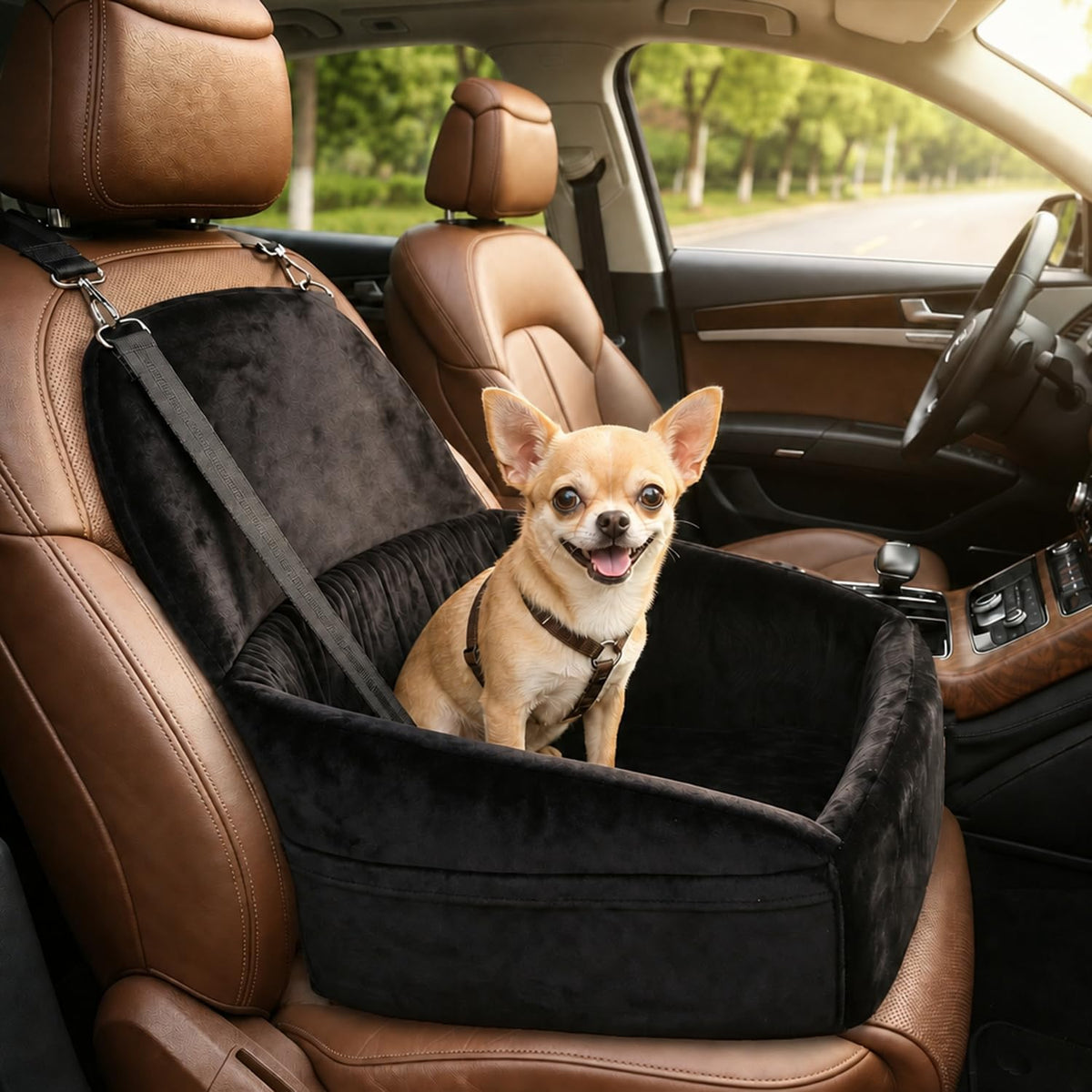 Dog Booster Car Seat with Extend Backrest for Small Medium Pet – Essentials for Dogs - Black / 18.5"l X 18.5"w X 22"h - image 2