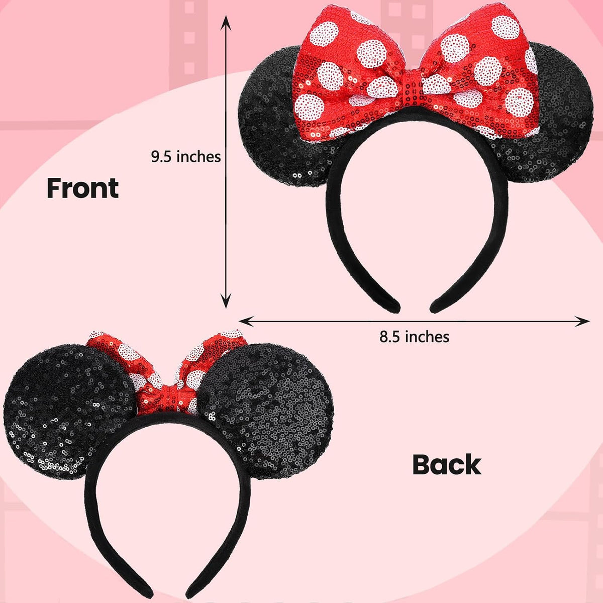 ETLUK Mouse Ears Headband - Red - image 2