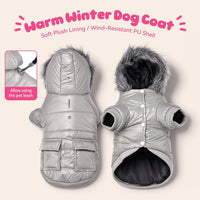 Dog Coat for Small Dogs, Windproof Doggie Puffer Jacket with Leash Hole, Extra Warm Dog Jacket - Small / Grey - image 4