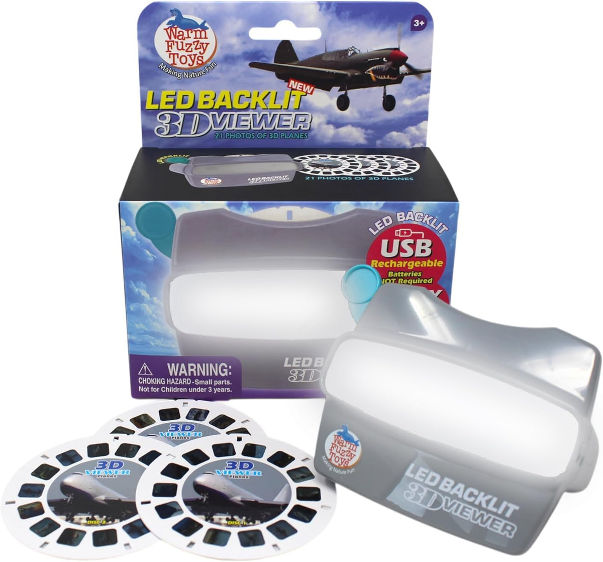 WARM FUZZY LED backlit 3D viewer with natural disasters reels